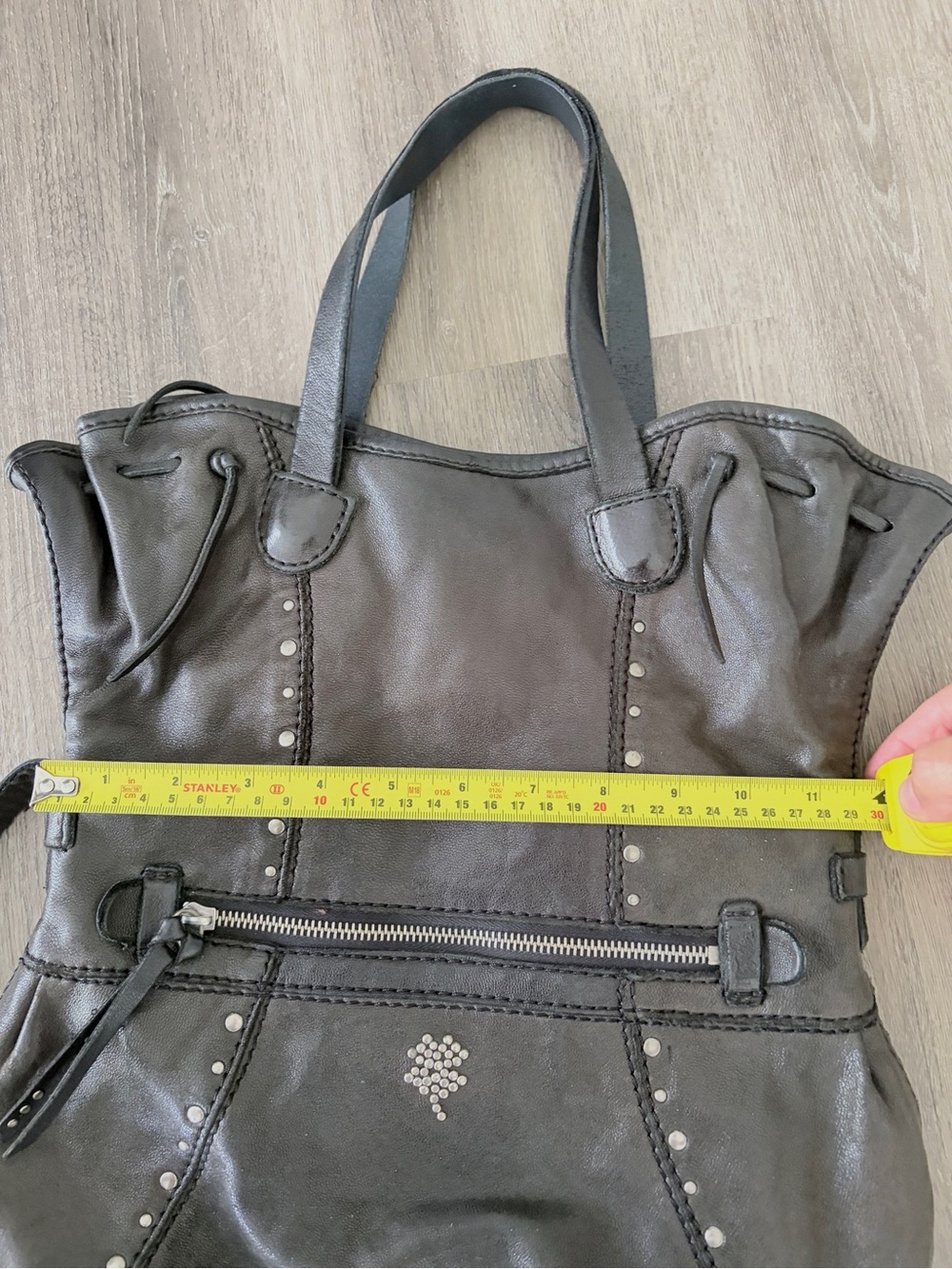 Lucky Brand Black Lambskin Leather cross Bag with Stud Accents - Picture 7 of 11